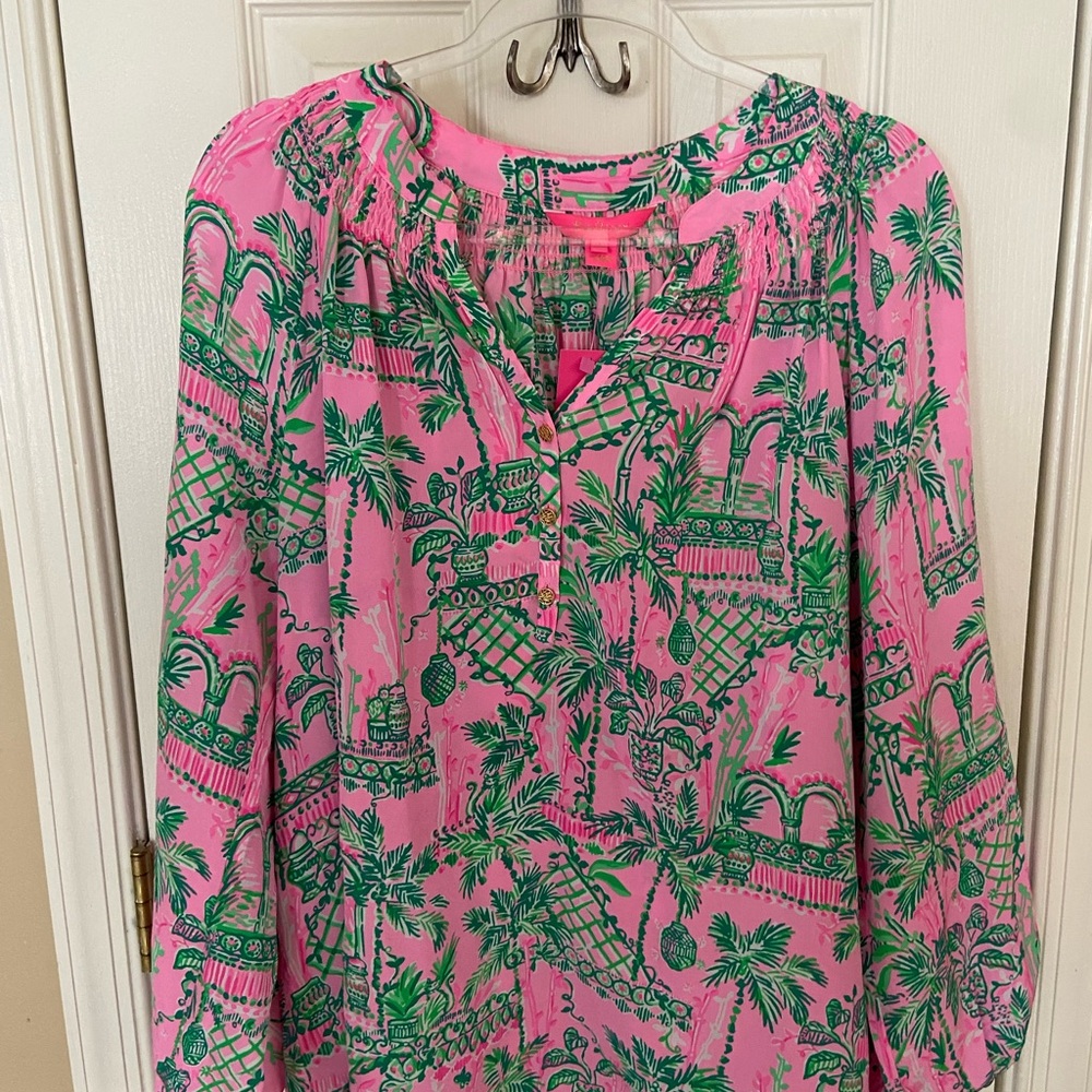 Lilly Pulitzer Silk Elsa Long Sleeve Blouse Sz XL NWT